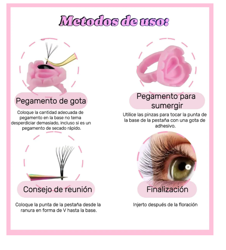 Foto 4 | 100 Anillos Con Division Para Pestañas Mink Adhesivo,corazon