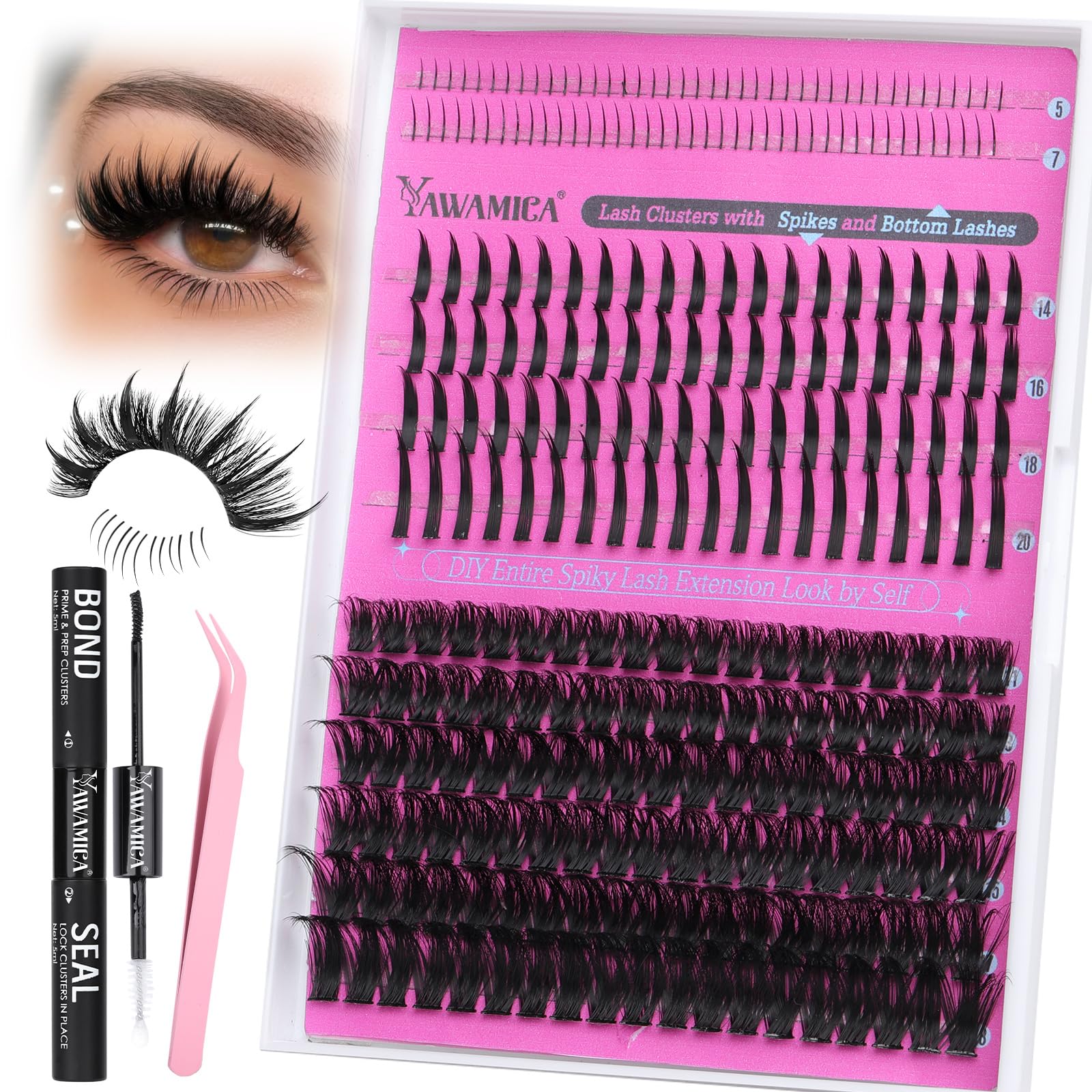 Foto 2 pulgar | Kit De Extensión De Pestañas Yawamica Wispy Lash Clusters 12-18 Mm - Venta Internacional.