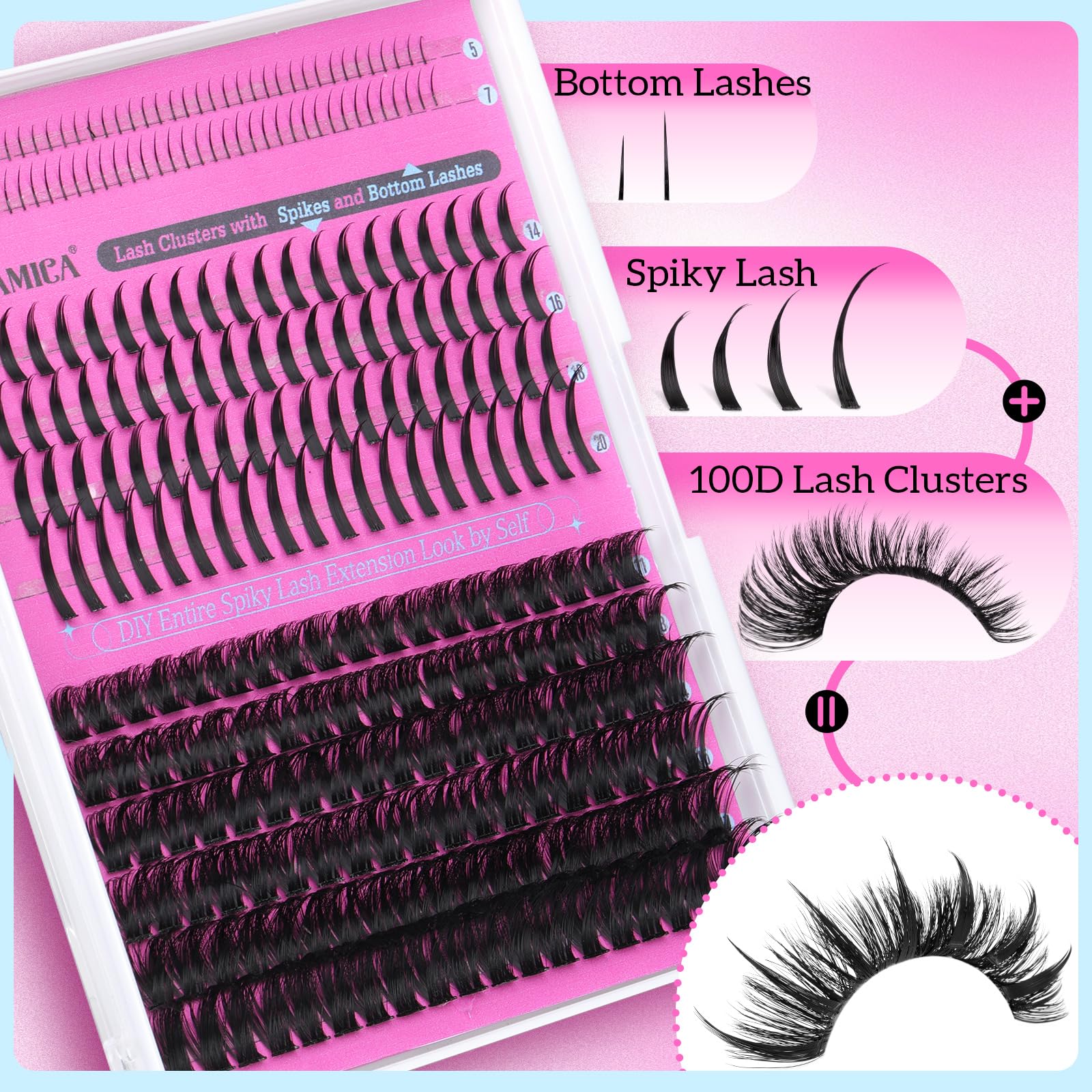 Foto 3 pulgar | Kit De Extensión De Pestañas Yawamica Wispy Lash Clusters 12-18 Mm - Venta Internacional.