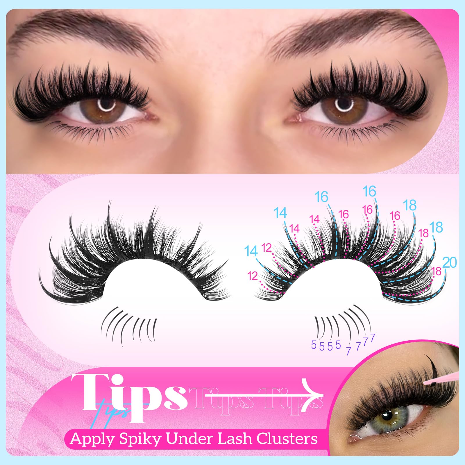 Foto 4 pulgar | Kit De Extensión De Pestañas Yawamica Wispy Lash Clusters 12-18 Mm - Venta Internacional.