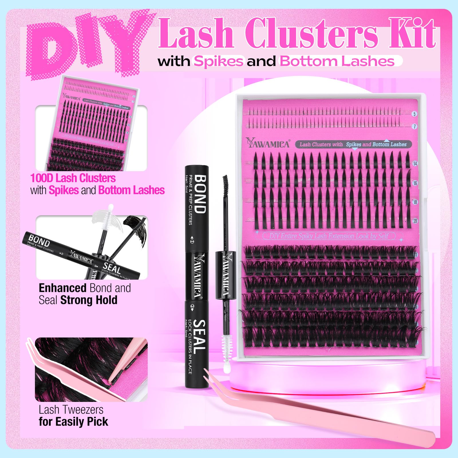 Foto 7 pulgar | Kit De Extensión De Pestañas Yawamica Wispy Lash Clusters 12-18 Mm - Venta Internacional.