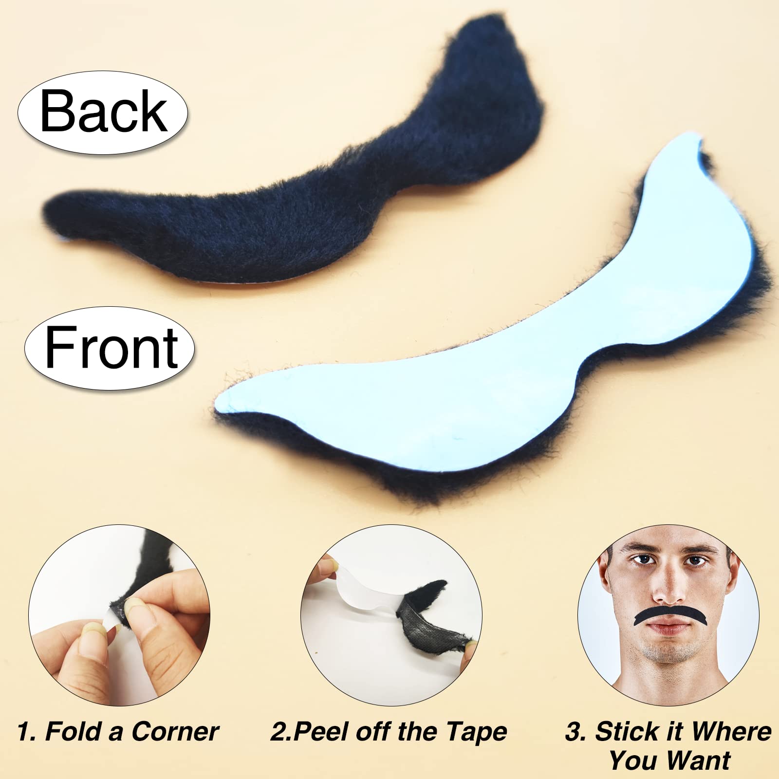 Foto 3 | Bigotes Falsos Kicnic, 60 Unidades, Autoadhesivos, 20 Diseños Para Todas Las Edades - Venta Internacional.