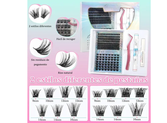 Foto 3 pulgar | Kit Pestañas Postizas 280  Extensiones 30d 40d 10~14mm