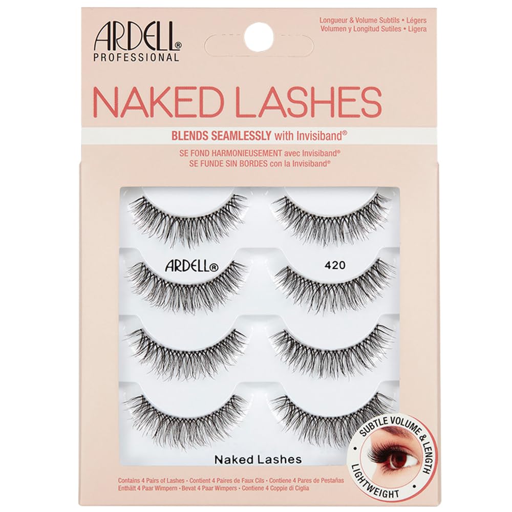 Strip Lashes Ardell Naked Lashes #420, 4 Pares X 1 Paquete - Venta Internacional.