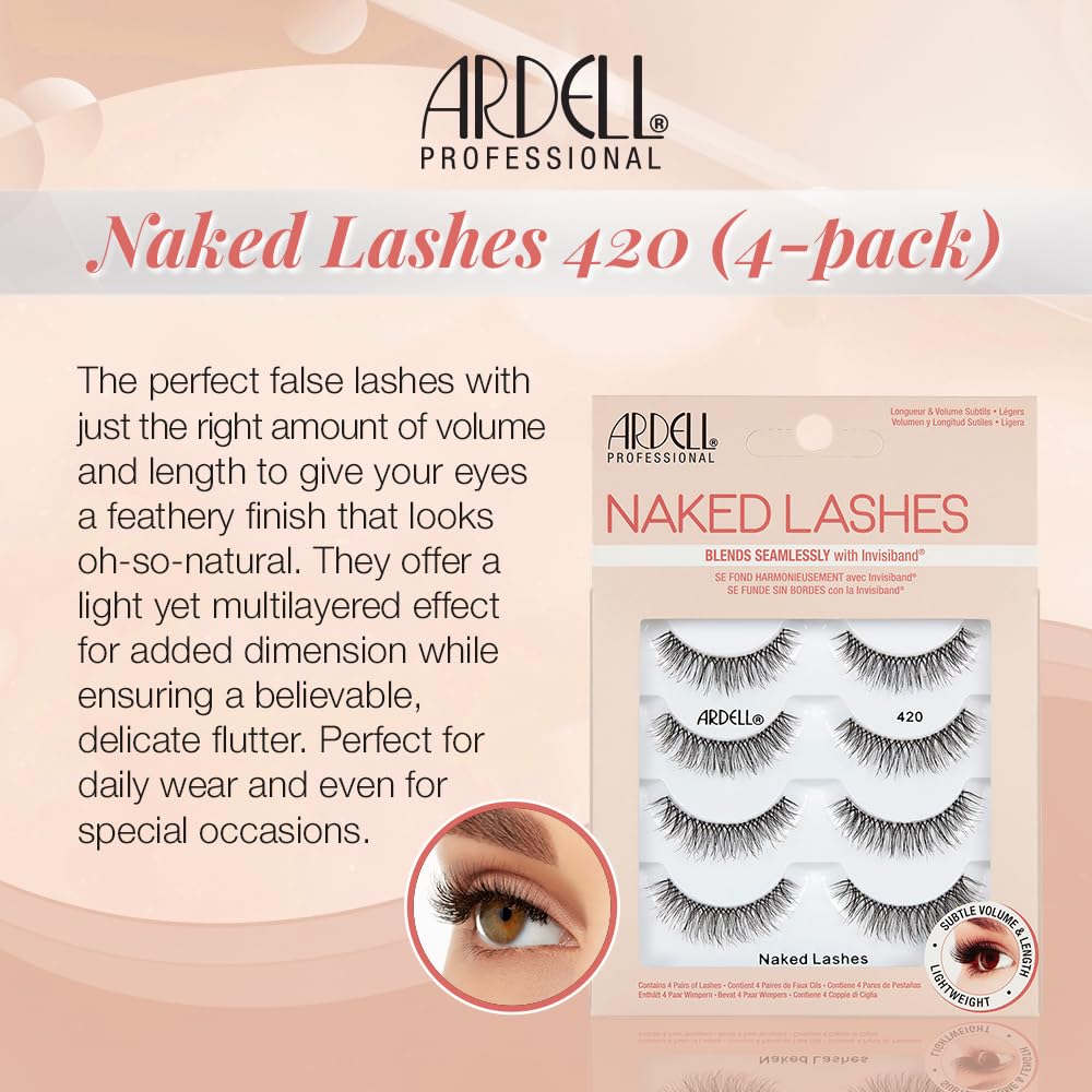 Foto 3 pulgar | Strip Lashes Ardell Naked Lashes #420, 4 Pares X 1 Paquete - Venta Internacional.