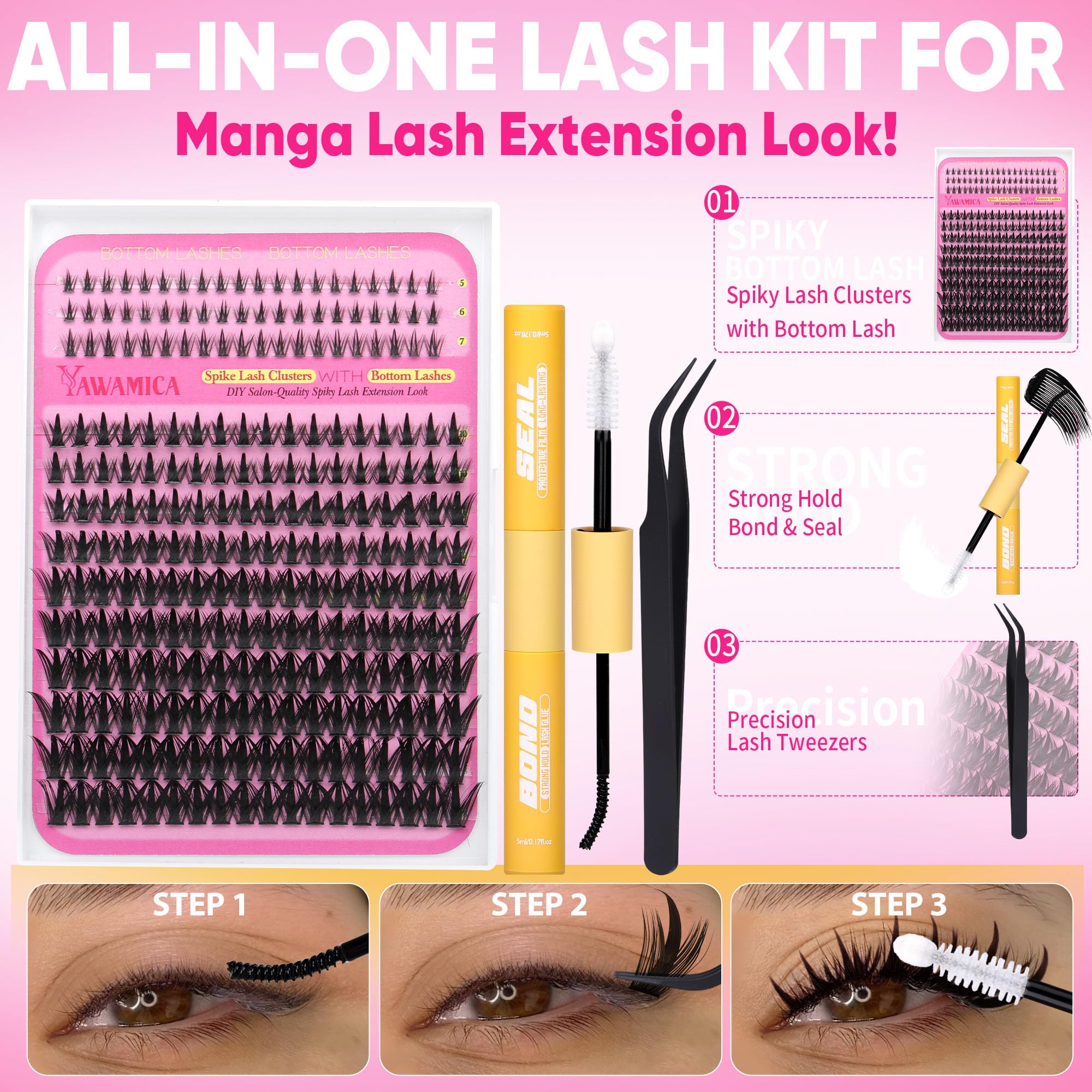 Foto 7 | Kit De Racimos De Pestañas Yawamica Wispy Eyelash Clusters 10-18 Mm - Venta Internacional.