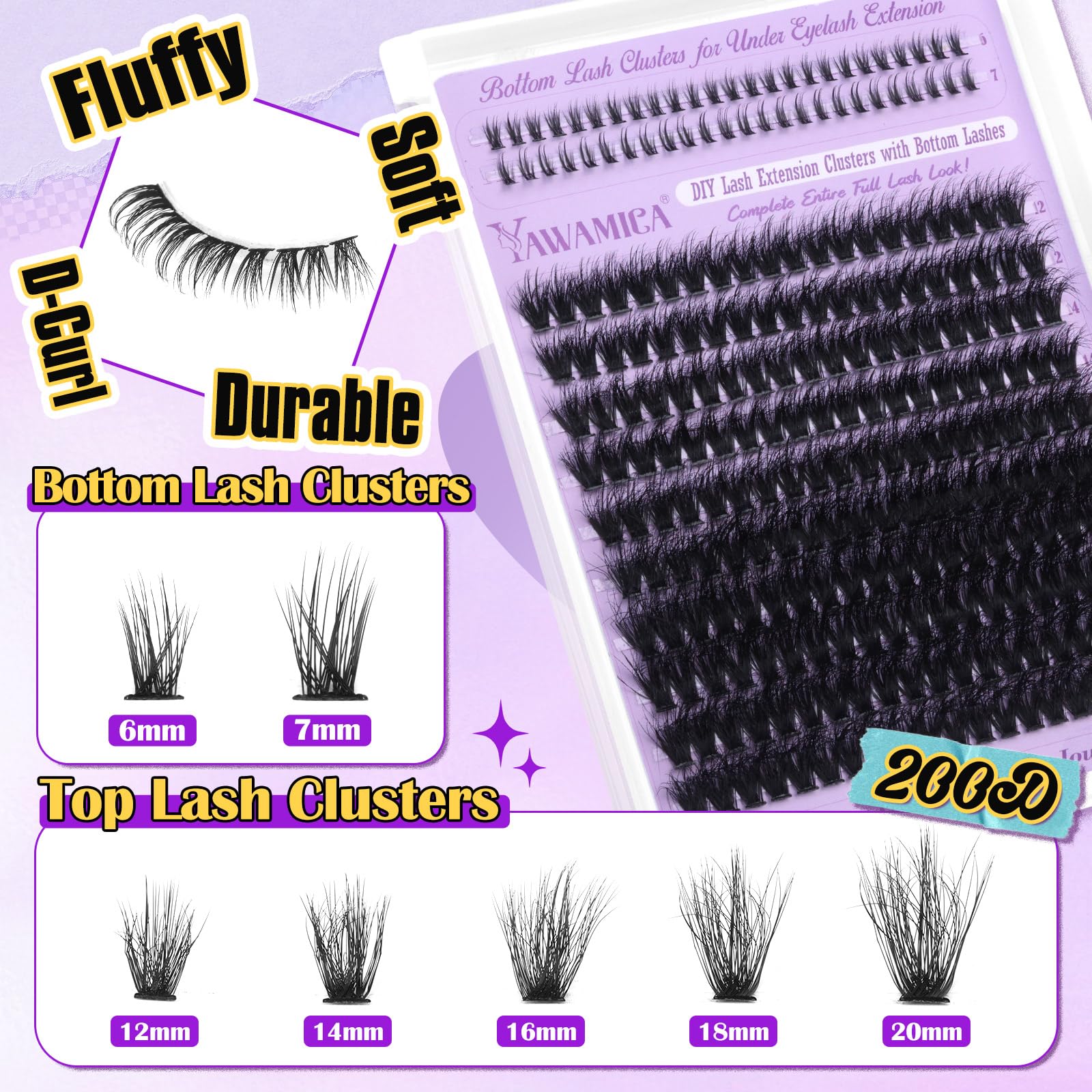 Foto 4 pulgar | Kit De Extensión De Pestañas Yawmaica Lash Clusters 200d Volume - Venta Internacional.