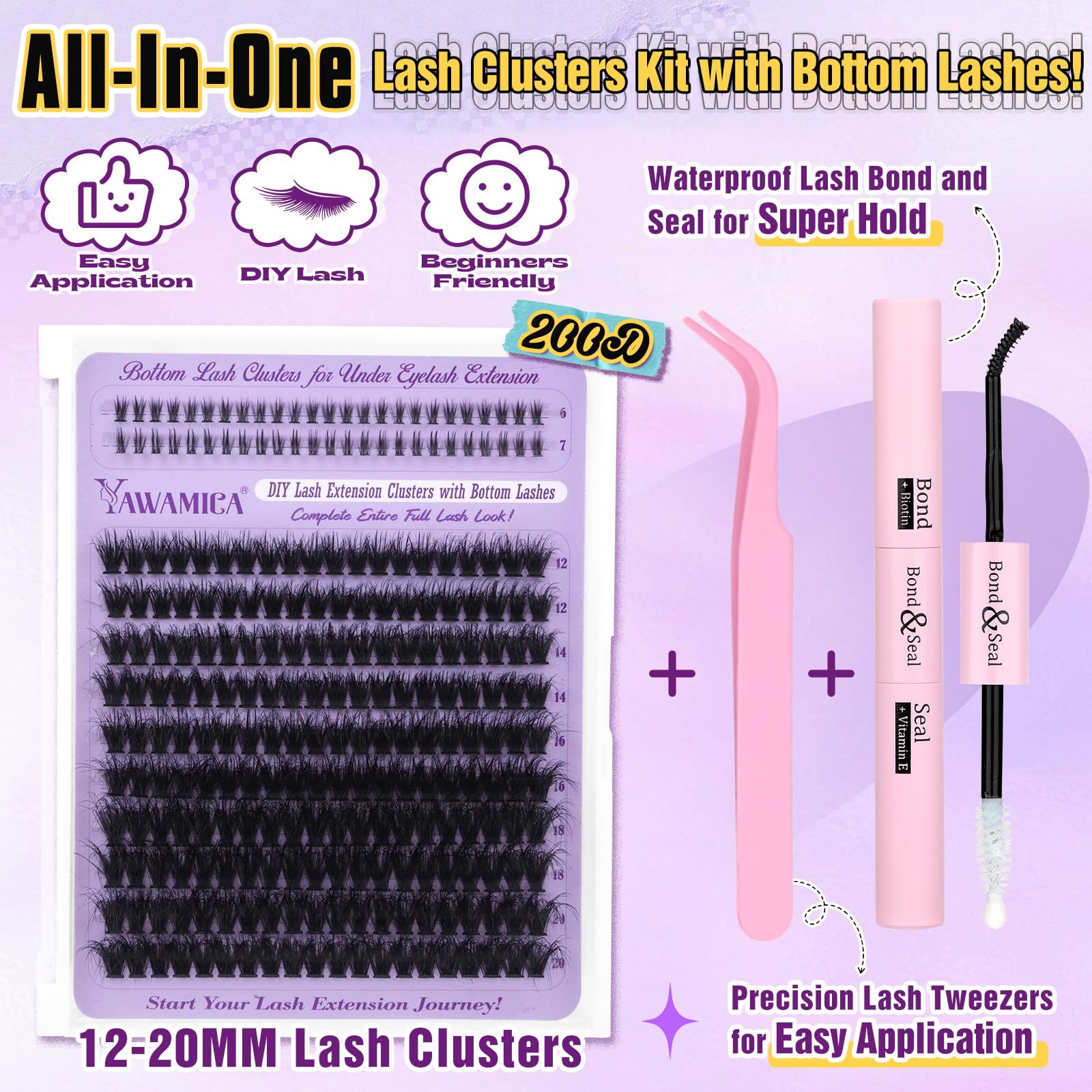 Foto 6 | Kit De Extensión De Pestañas Yawmaica Lash Clusters 200d Volume - Venta Internacional.