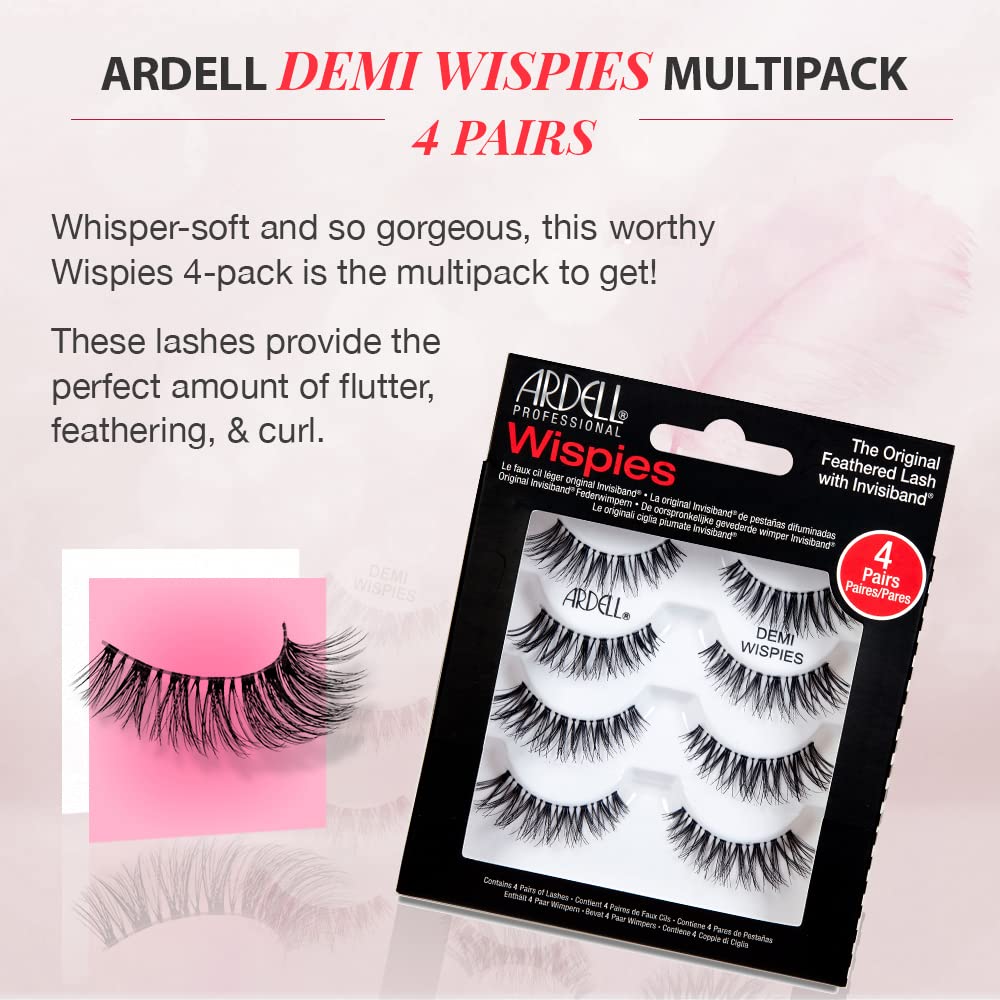 Foto 4 pulgar | Pestañas Postizas Ardell Demi Wispies Negras  Volumen Completo  4 Unidades - Venta Internacional.