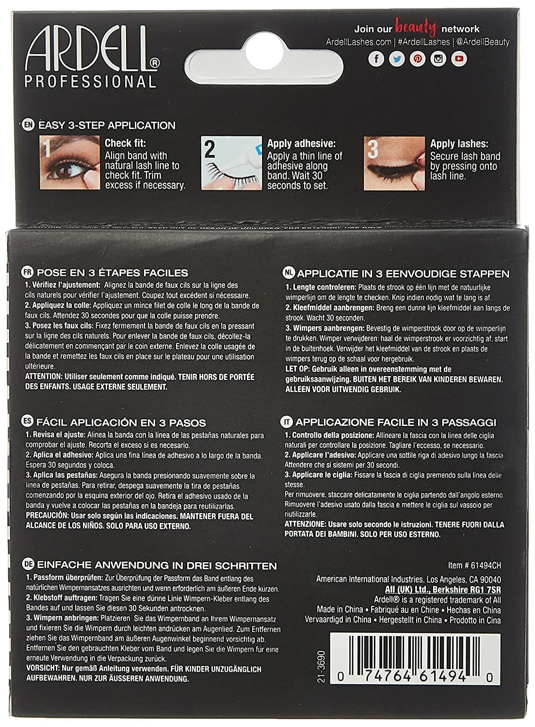 Foto 8 pulgar | Pestañas Postizas Ardell Demi Wispies Negras  Volumen Completo  4 Unidades - Venta Internacional.