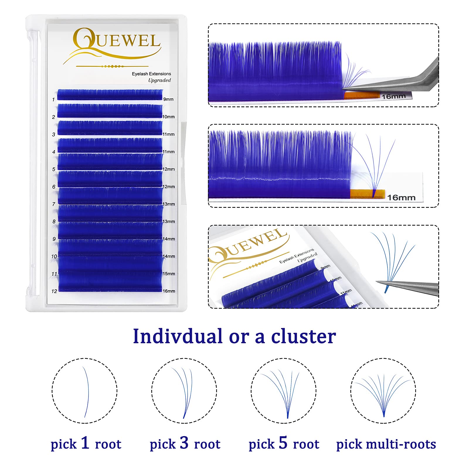 Foto 8 pulgar | Kit De Extensión De Pestañas Quewel Cluster Lashes 240 Piezas 0.07c Curl - Venta Internacional.