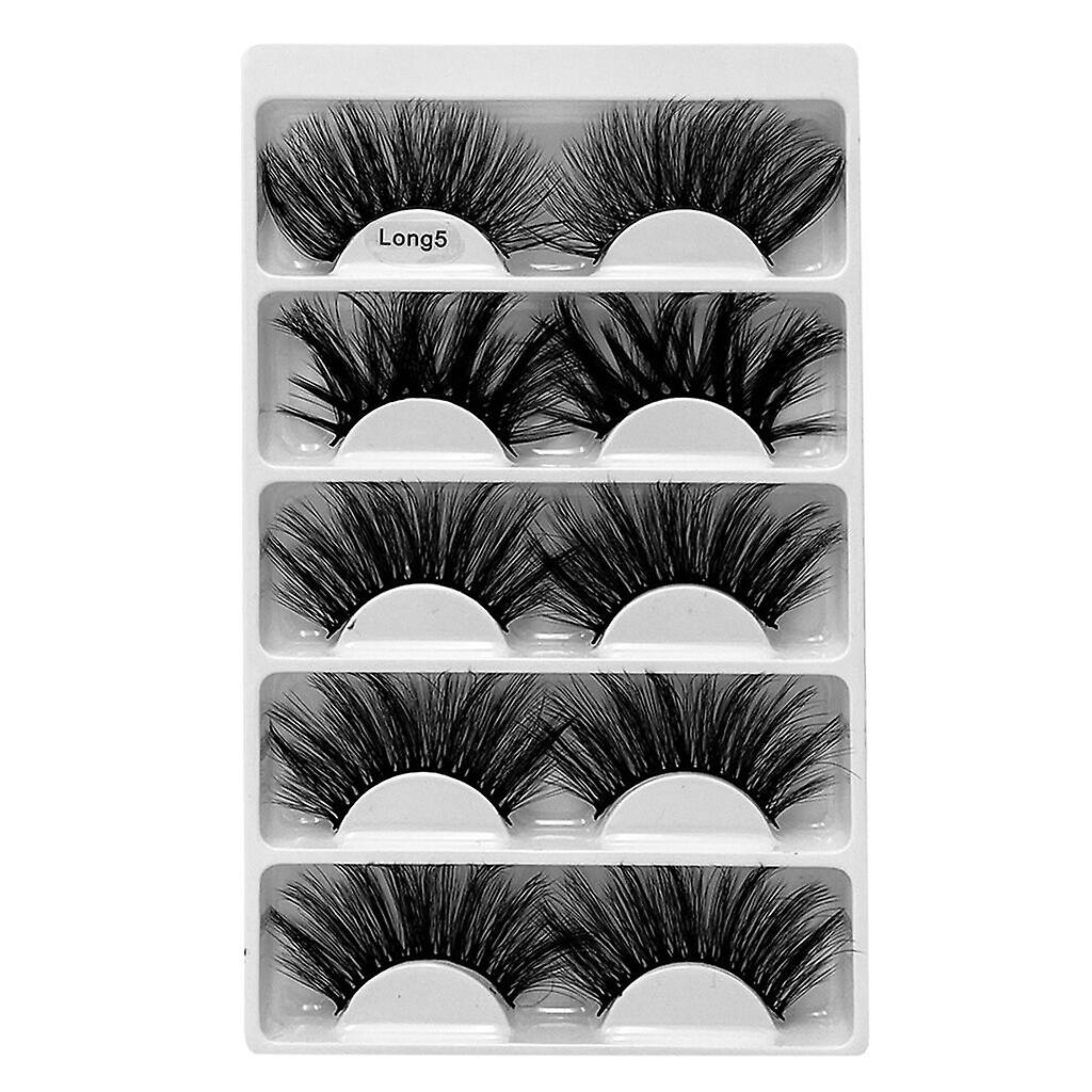 Pestañas Postizas Huoguo  Naturales  Largas Y Gruesas  Negras  5 Pares - Venta Internacional.