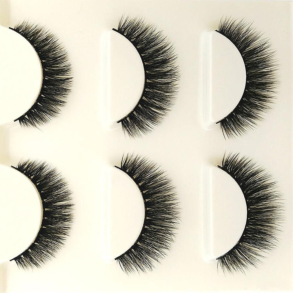Foto 2 | Pestañas Postizas Huoguo 3d  Largas  Naturales  Hechas A Mano  Negras (3 Pares) - Venta Internacional.