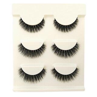 Foto 3 | Pestañas Postizas Huoguo 3d Largas Naturales Hechas A Mano Negras (3 Pares) - Venta Internacional.