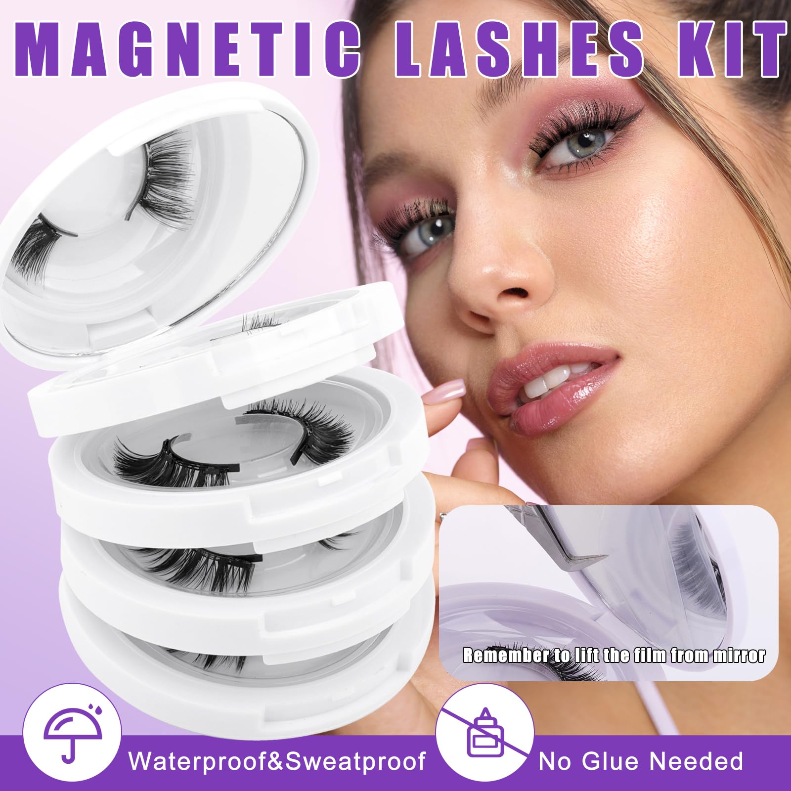 Foto 3 pulgar | Pestañas Magnéticas Wendy Lashes De Aspecto Natural  4 Pares Cx0125 - Venta Internacional.