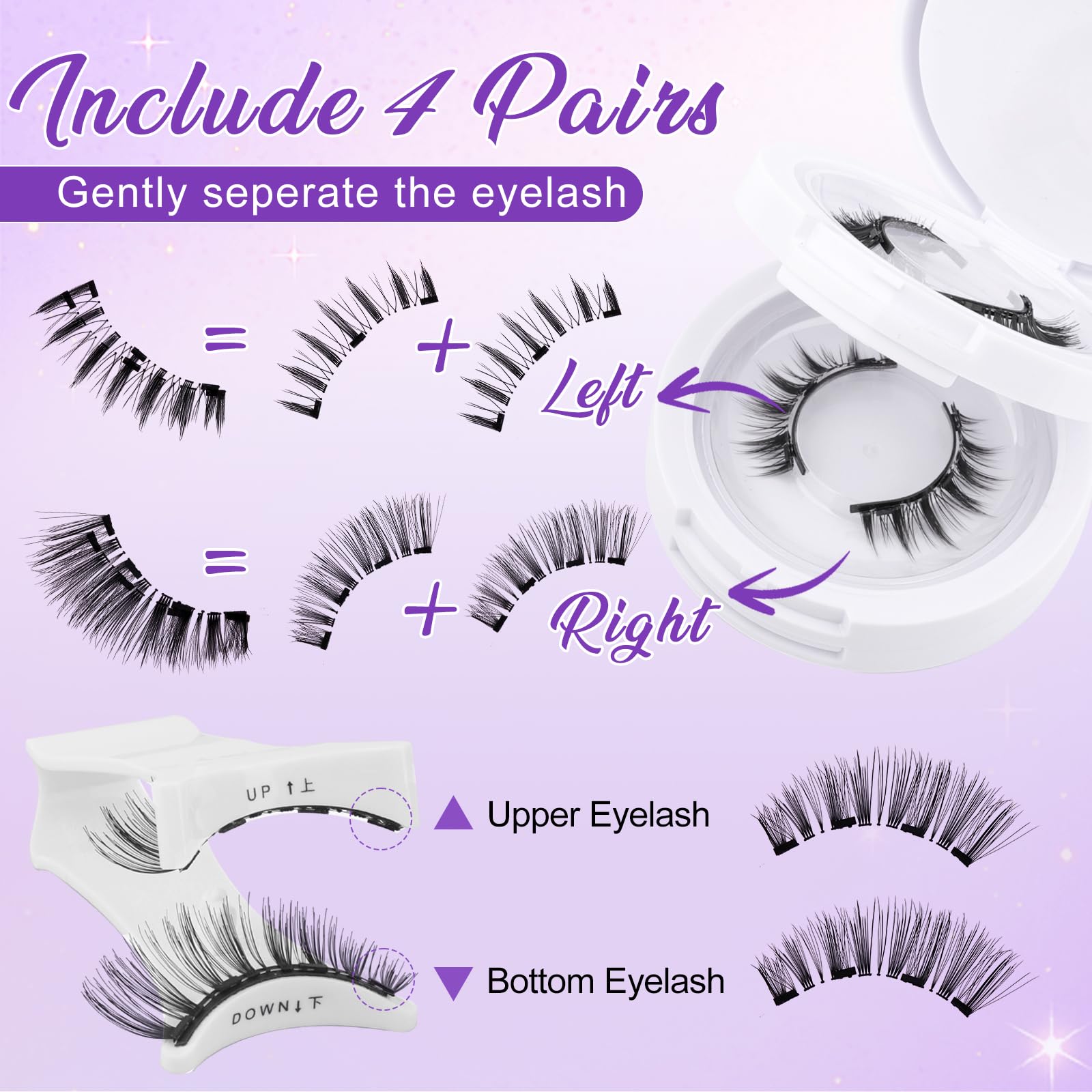 Foto 4 pulgar | Pestañas Magnéticas Wendy Lashes De Aspecto Natural  4 Pares Cx0125 - Venta Internacional.