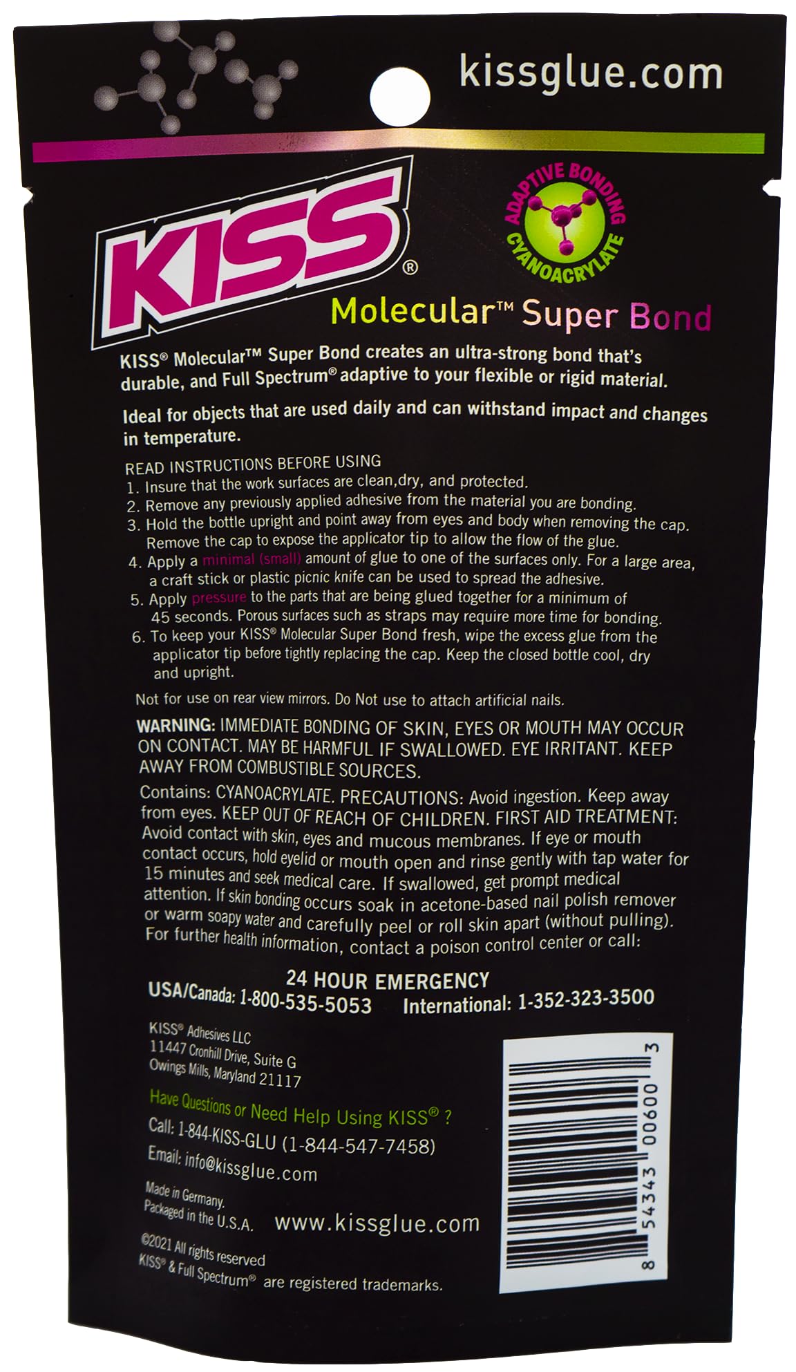Foto 8 pulgar | Adhesivo Kiss Molecular Super Bond Ca  20 G  Resistente Al Agua - Venta Internacional.