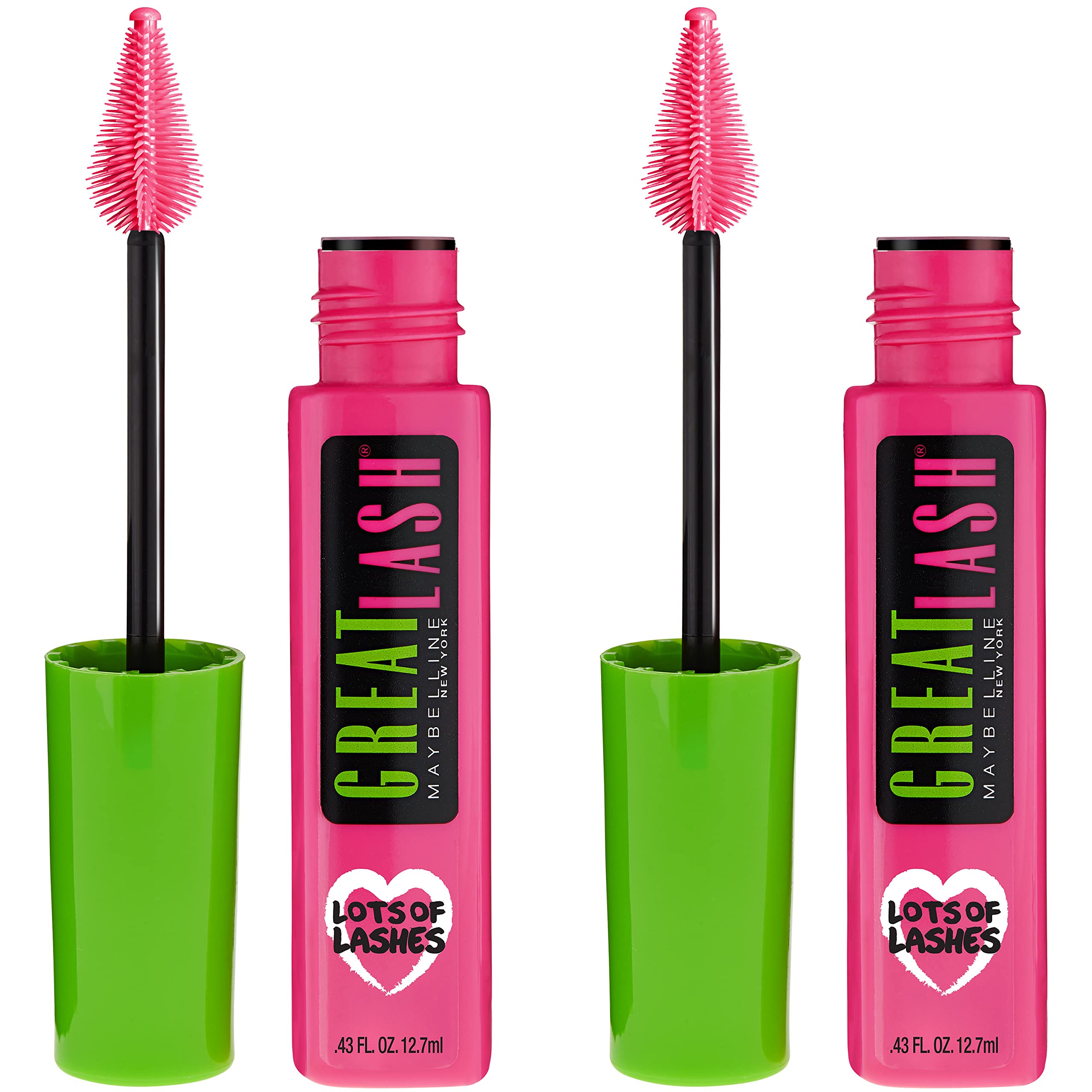 Máscara Maybelline New York Great Lash Lots Of Lashes Blackest Black 25 Ml X 2 - Venta Internacional