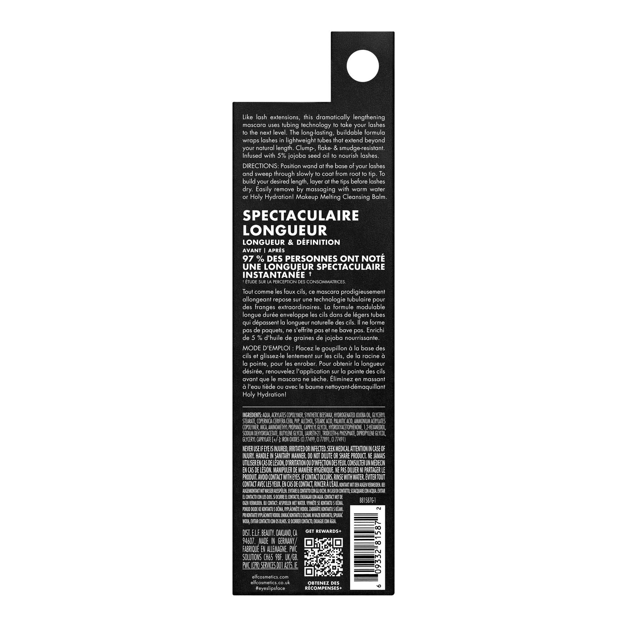Foto 7 | Máscara e.l.f. Lash Xtndr Tubing Technology Vegana Suave Negra - Venta Internacional
