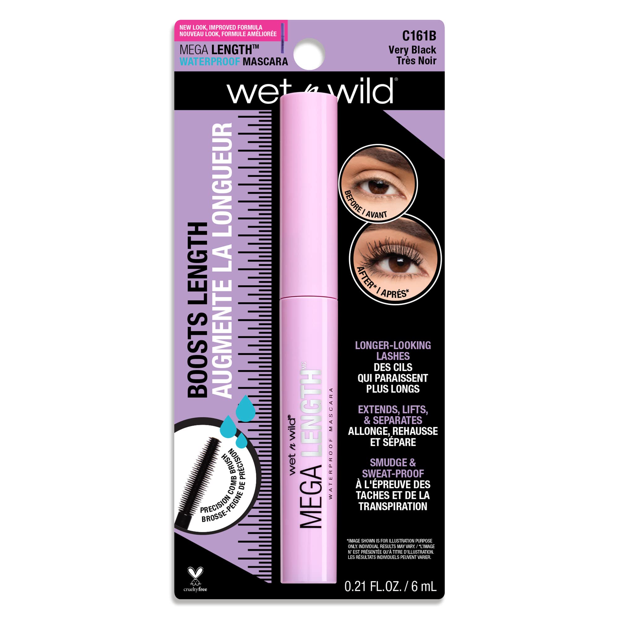 Foto 5 pulgar | Máscara De Pestañas Wet N Wild, Alargadora, Enriquecida Con Vitamina E, Muy Negra - Venta Internacional.