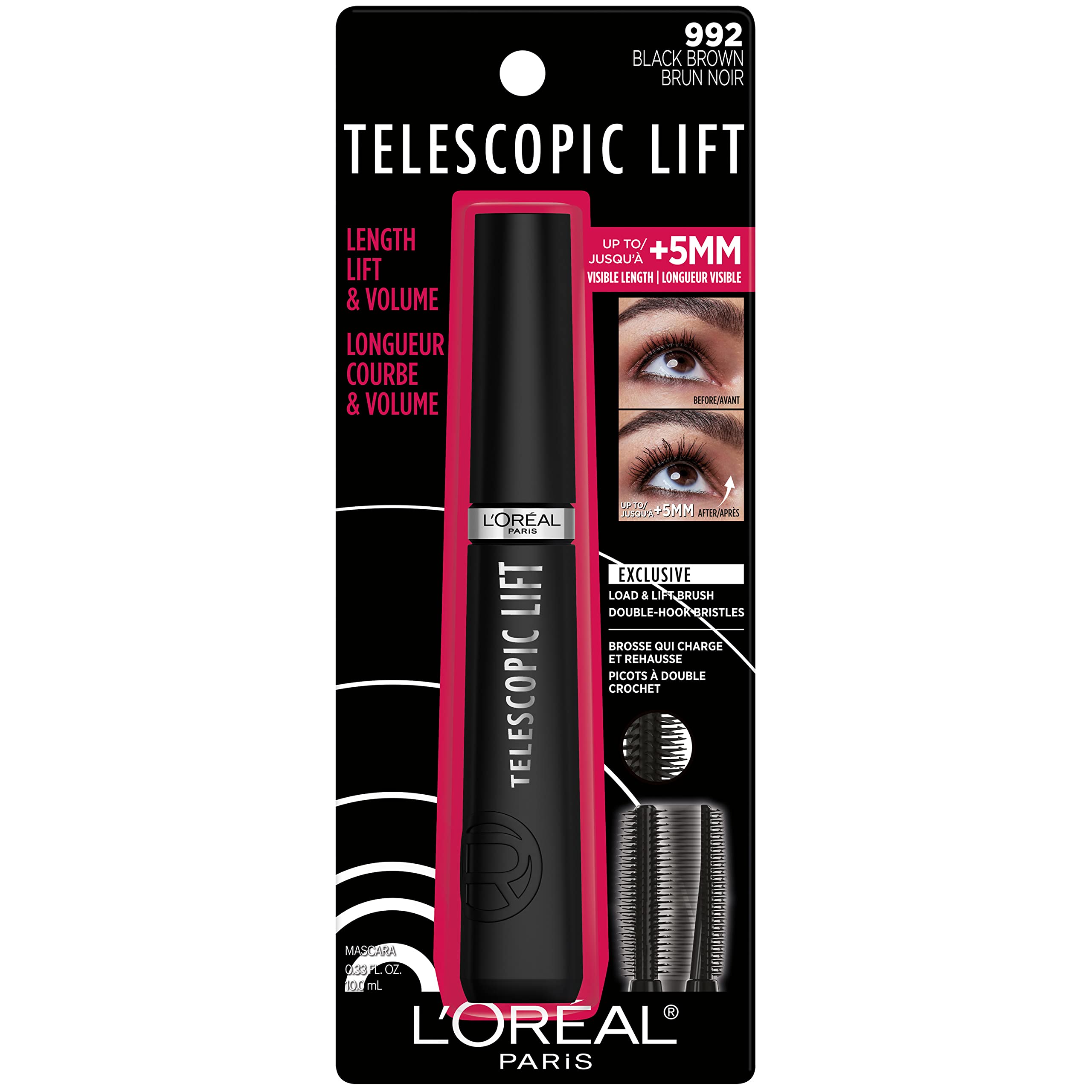 Foto 8 pulgar | Máscara L'oreal Paris Con Elevador Telescópico Alargador, Negro Y Marrón - Venta Internacional.