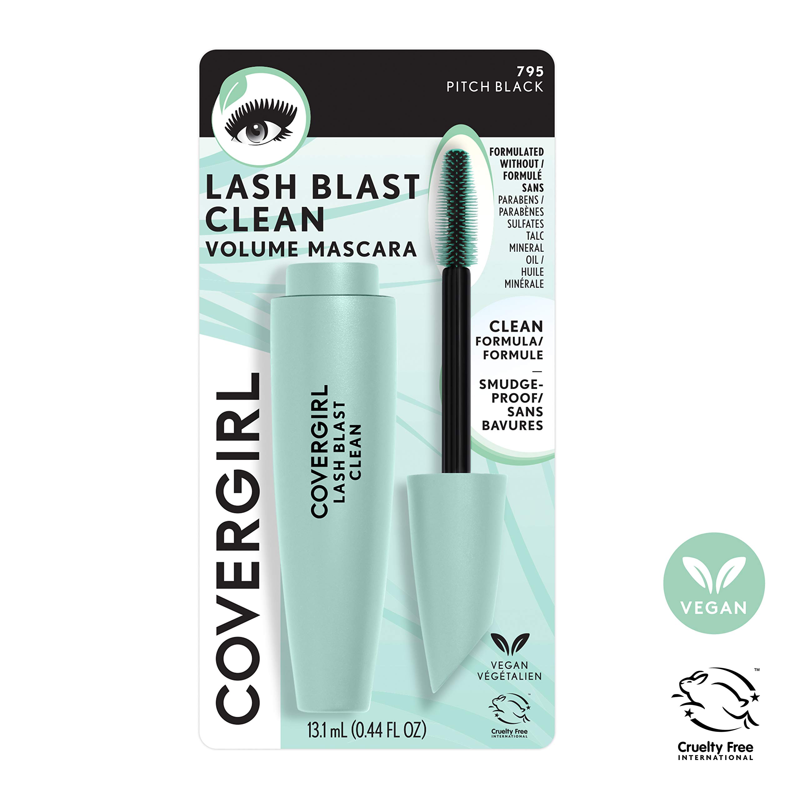 Foto 4 pulgar | Máscara Covergirl Lash Blast Clean Volume Vegan Pitch Black - Venta Internacional.