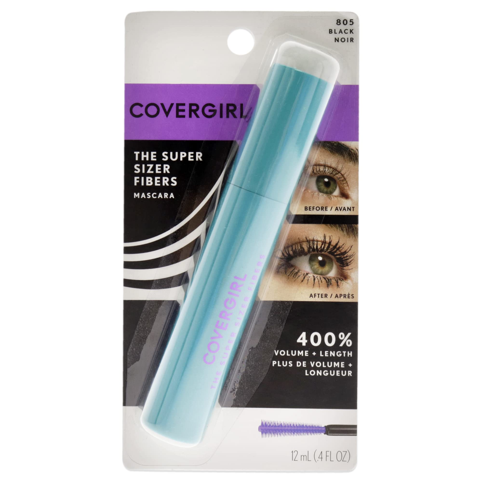 Máscara Covergirl Super Sizer Fibers, Color Negro 805, 10 Ml - Venta Internacional.