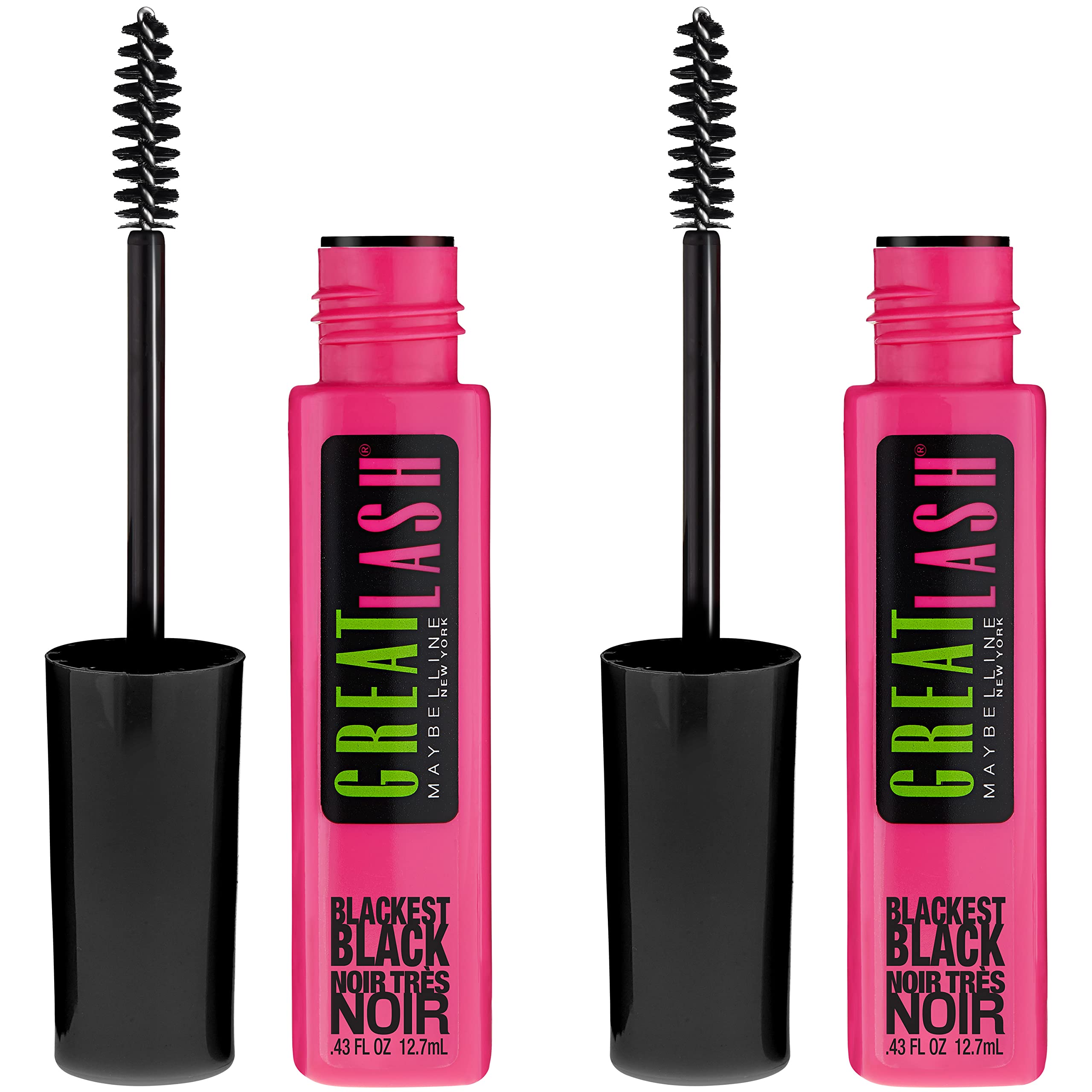 Máscara Maybelline Great Lash, Lavable, Negra Y Negra, Paquete De 2 - Venta Internacional.