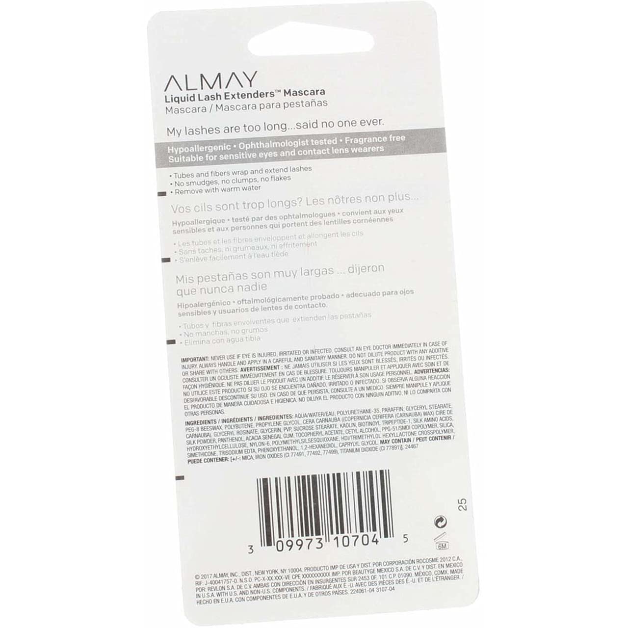 Foto 4 pulgar | Extensores De Pestañas Líquidos Almay De Mascara, Azul Y Negro, 10 Ml - Venta Internacional.
