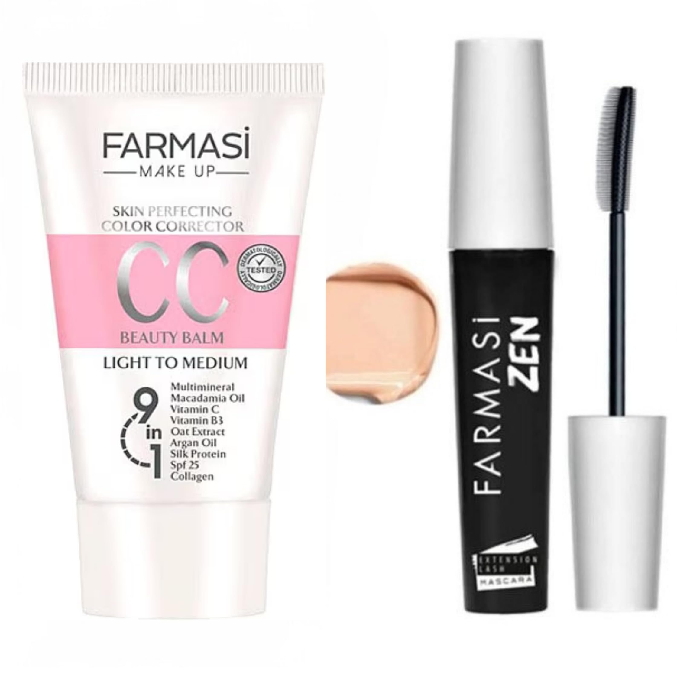 Set De Maquillaje Farmasi Cc Cream 50 Ml + Máscara Zen 8 Ml - Venta Internacional.