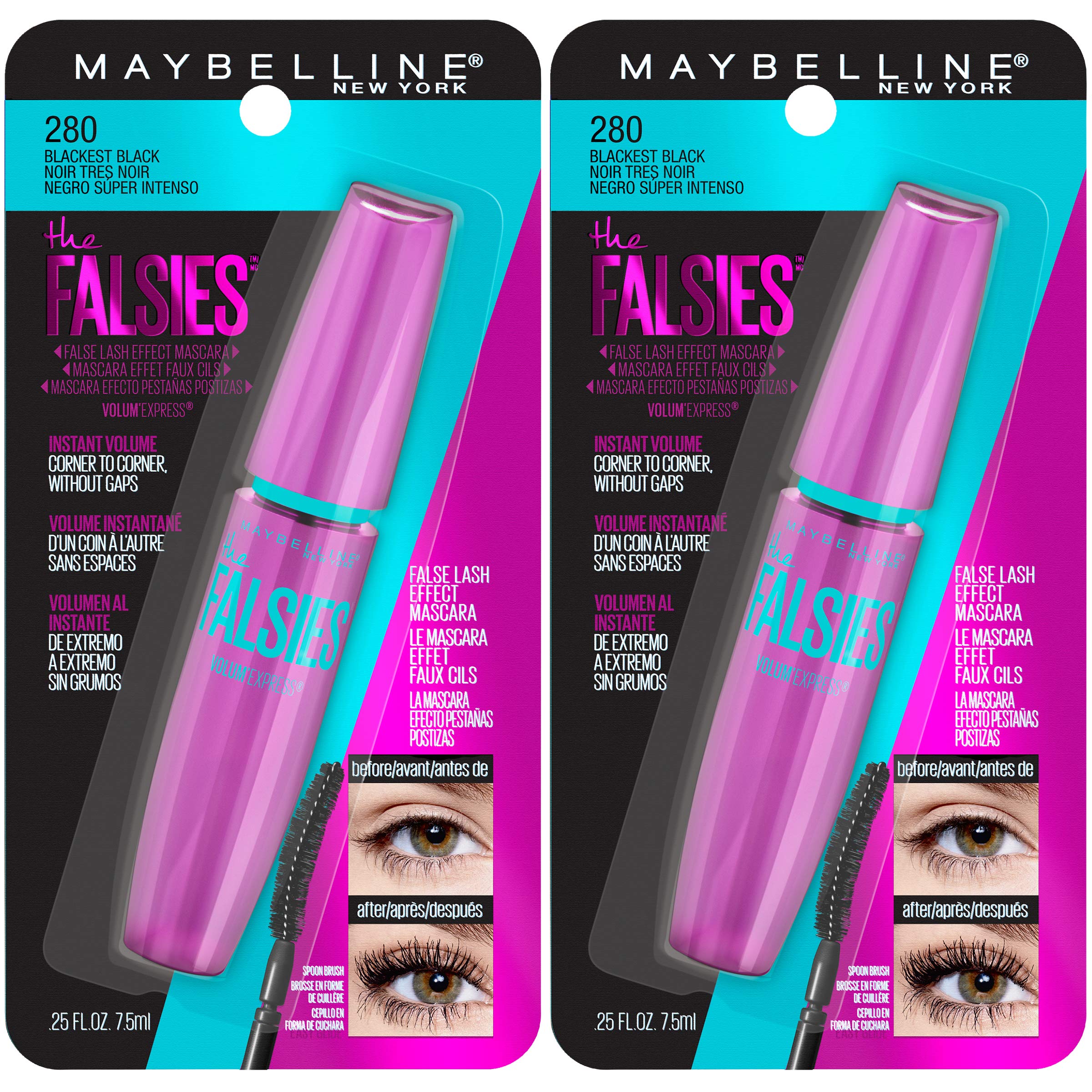 Foto 3 pulgar | Máscara Maybelline Volum' Express Falsies Voluminizadora Negra X2 - Venta Internacional.