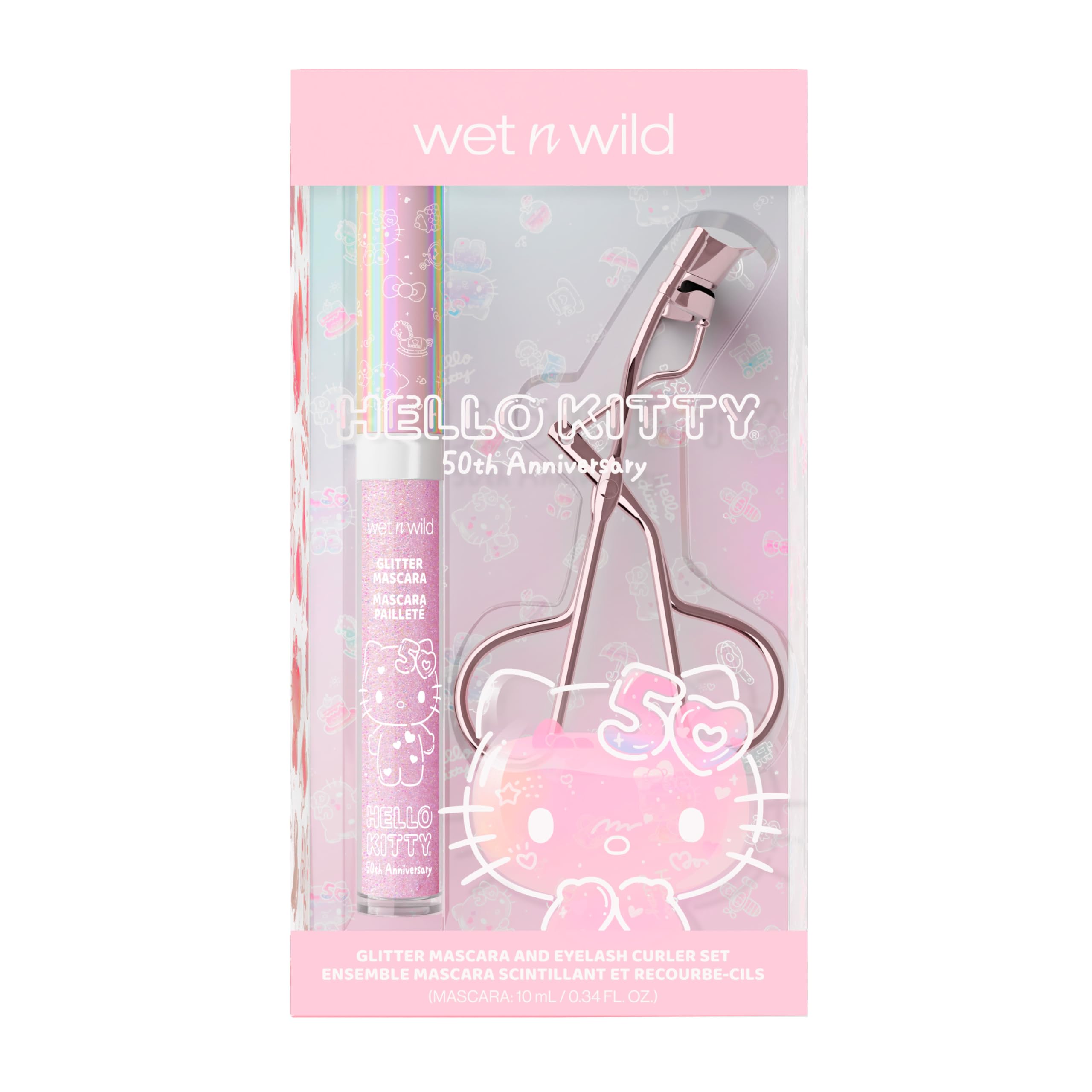 Set De Rímel Y Rizador De Pestañas Wet N Wild Hello Kitty Glitter - Venta Internacional.