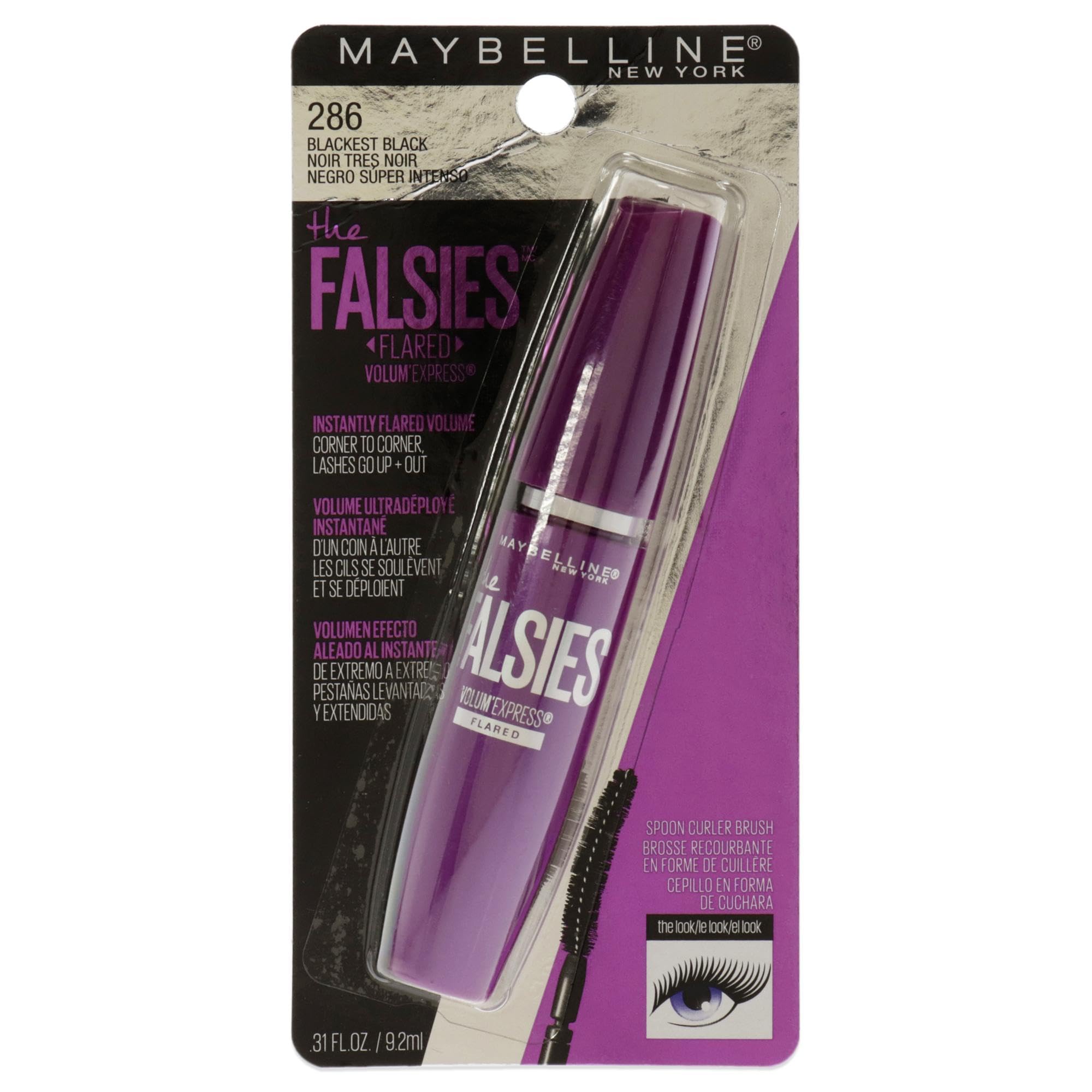 Foto 2 pulgar | Máscara Maybelline Volum' Express The Falsies Flared Blackest Black - Venta Internacional