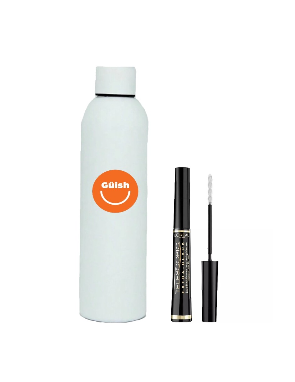 Máscara Para Pestañas Telescopic Carbon Black + Termo De Agua De Regalo Güish