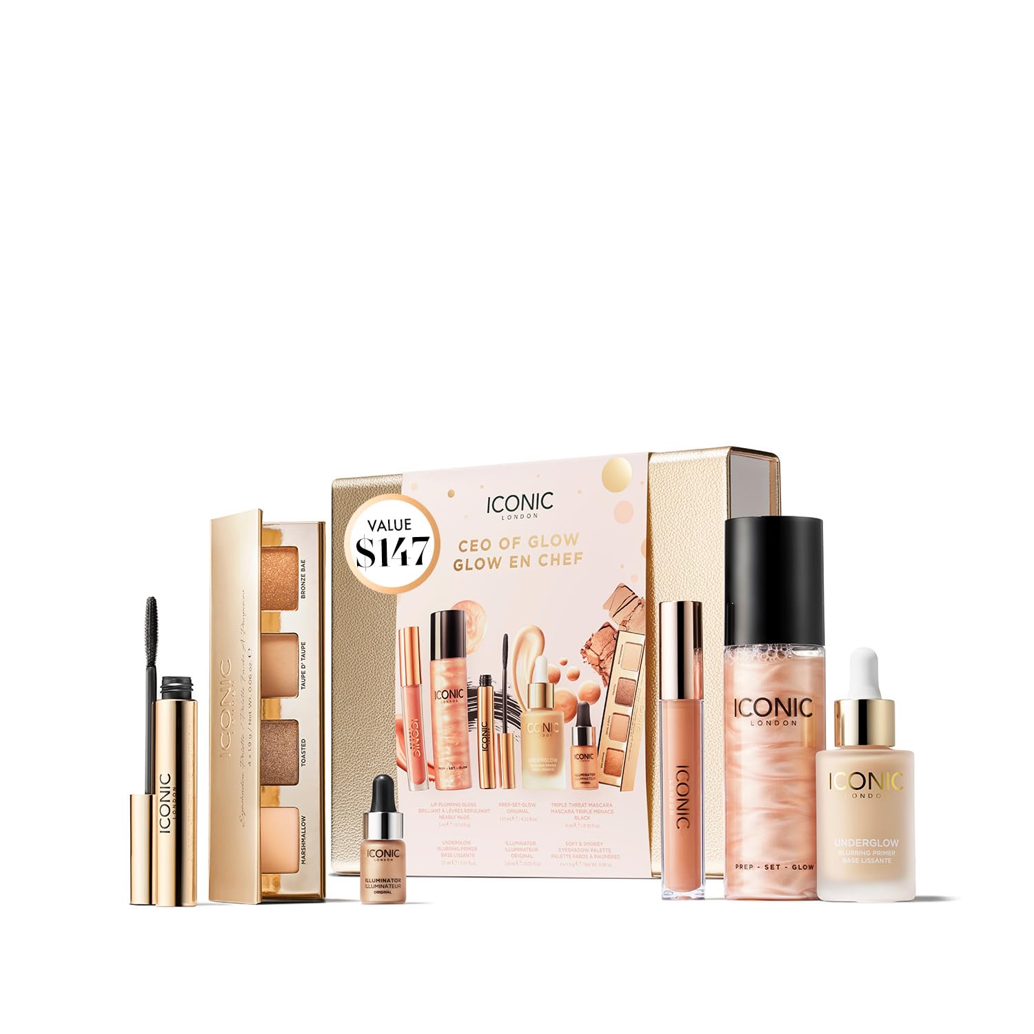 Set De Regalo Iconic London Ceo Of Glow Con Prep-set-glow, Imprimador E Iluminador - Venta Internacional.