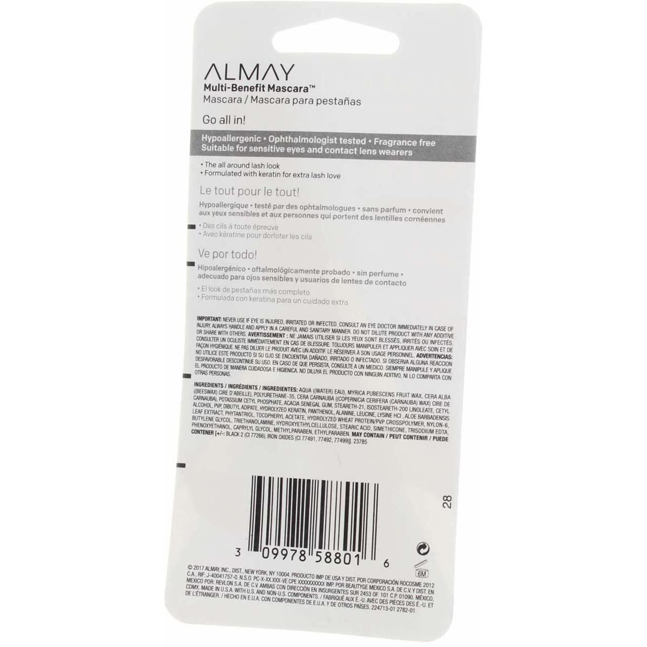 Foto 3 | Máscara Almay One Coat Multi-benefit Blackest Black 7 Ml (x2) - Venta Internacional.