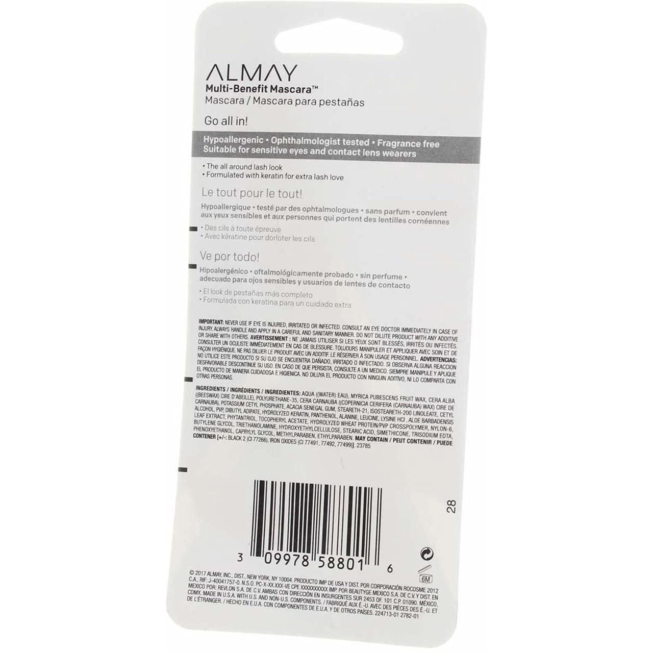 Foto 7 pulgar | Máscara Almay One Coat Multi-benefit Blackest Black 7 Ml (x2) - Venta Internacional.