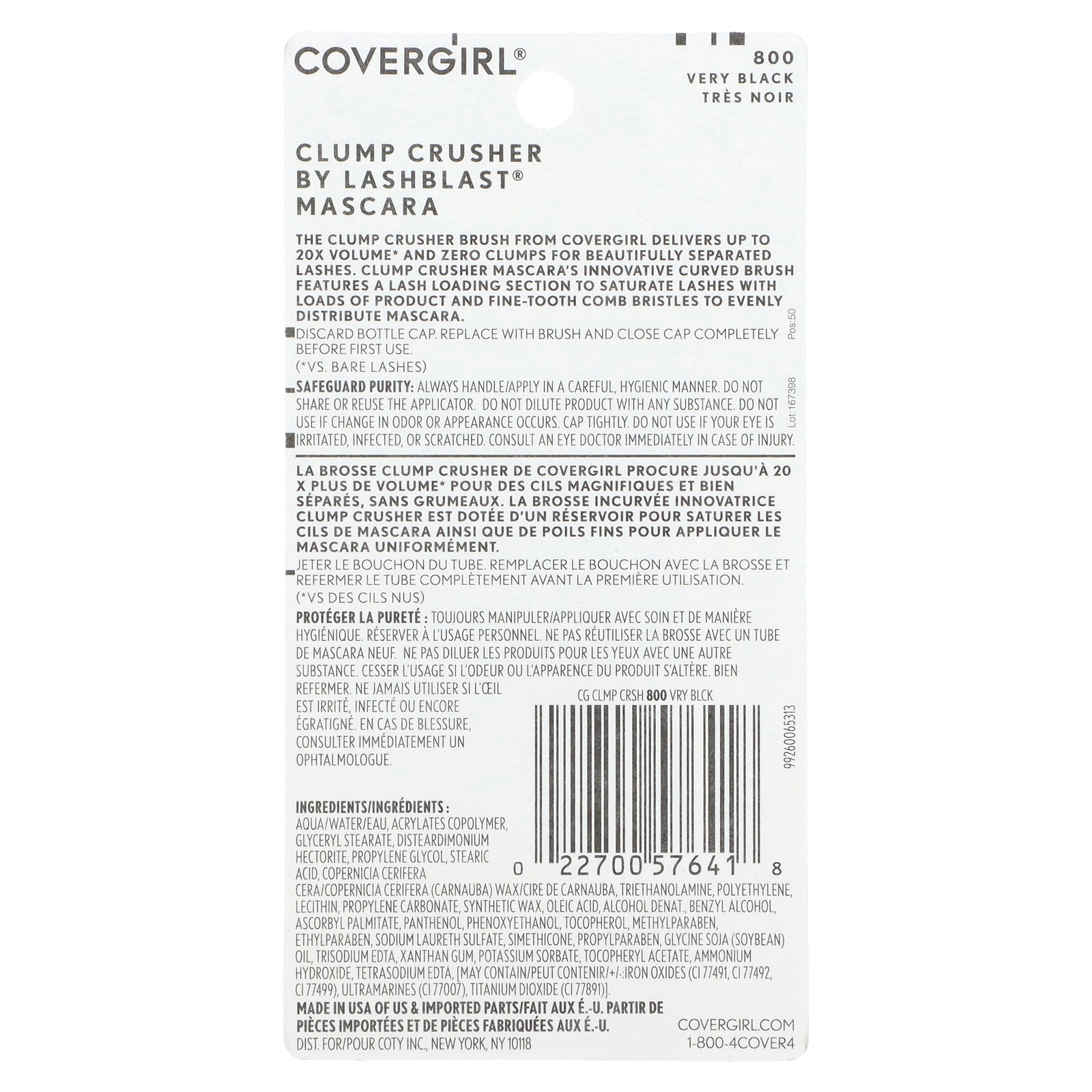 Foto 4 pulgar | Máscara Covergirl Lash Blast Clump Crusher 800, Muy Negra, 13,1 Ml - Venta Internacional.