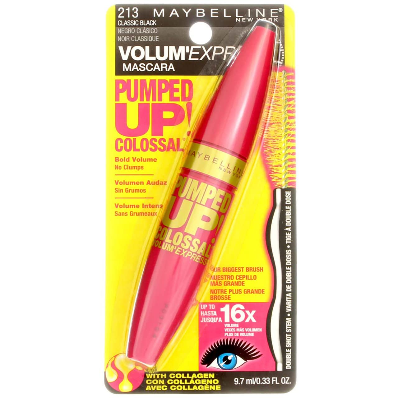 Máscara Maybelline Volum' Express Pumped Up Colossal Black - Venta Internacional.