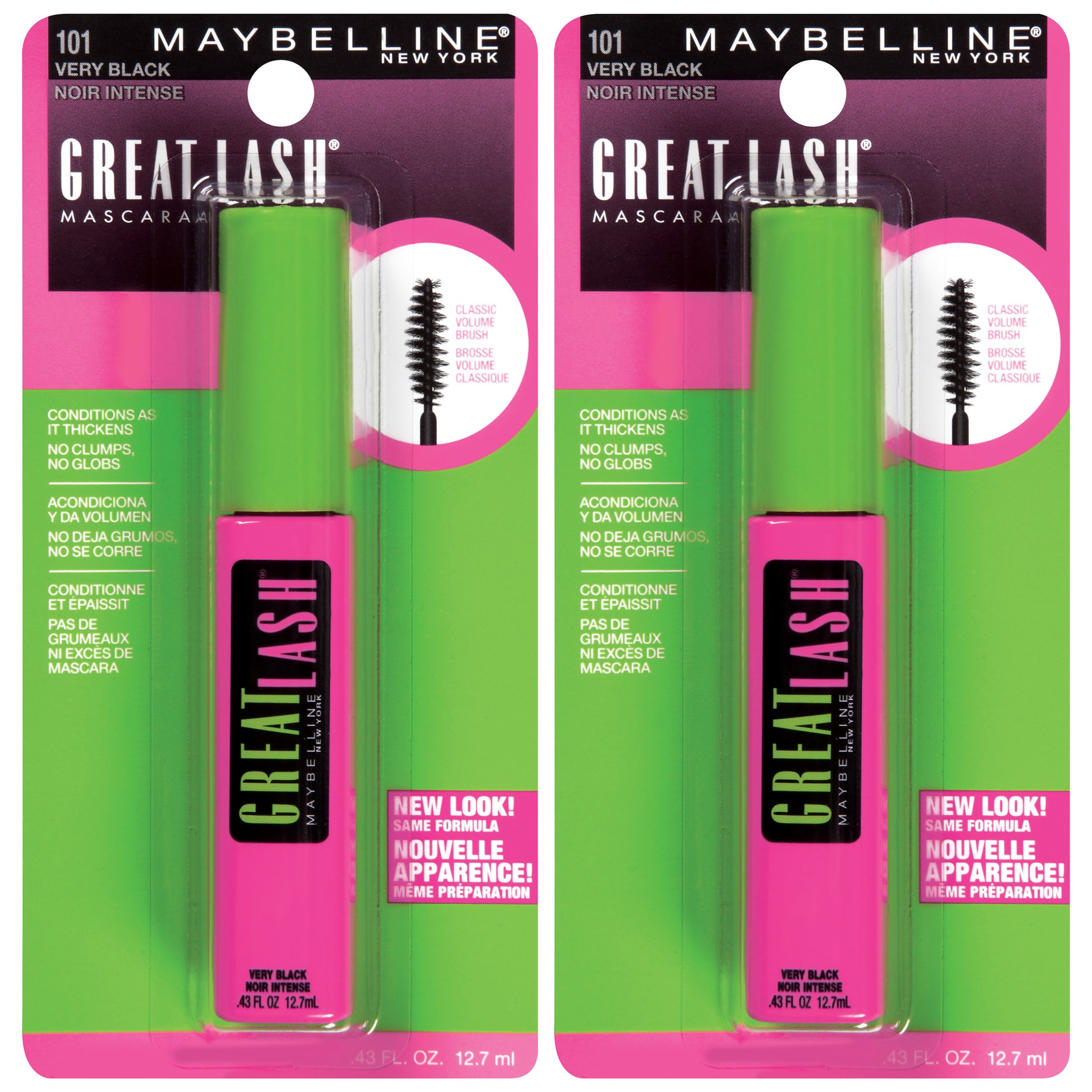 Máscara Maybelline Great Lash  Lavable Y Voluminizadora  Muy Negra - Venta Internacional.