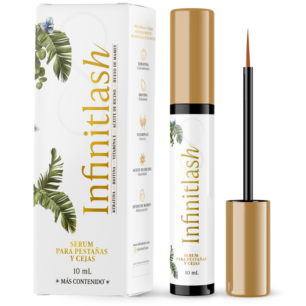 Crecimiento Pestañas y Cejas Infinitlash Serum Biotina Keratina, Vitamina E Aceite De Ricino y Hueso de Mamey Brows Se