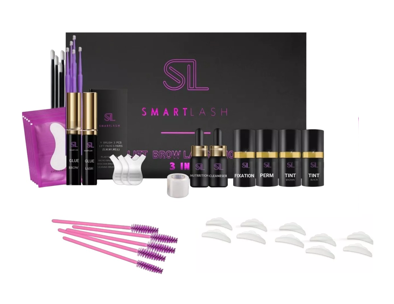 Kit Planchado de Ceja SMARTLASH más Lash Lifting más 2 Pigmentos 42 Piezas