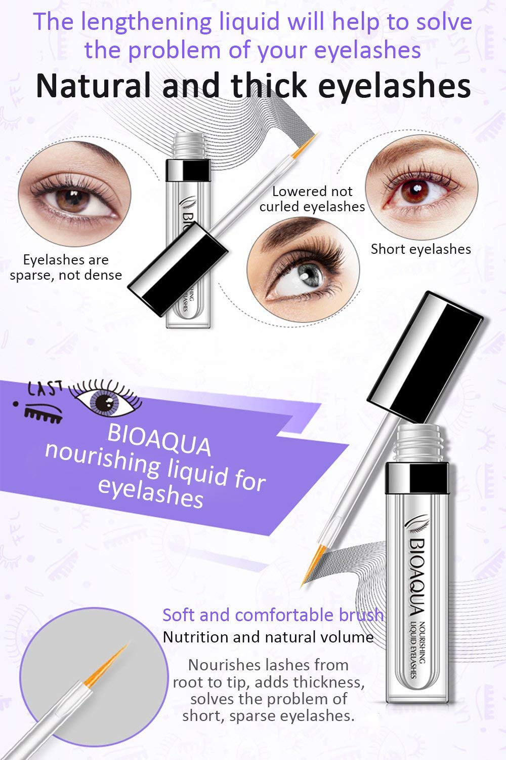 Foto 7 | Líquido Alargador De Pestañas, Cejas Y Líneas De Cabello Bioaqua - Venta Internacional.