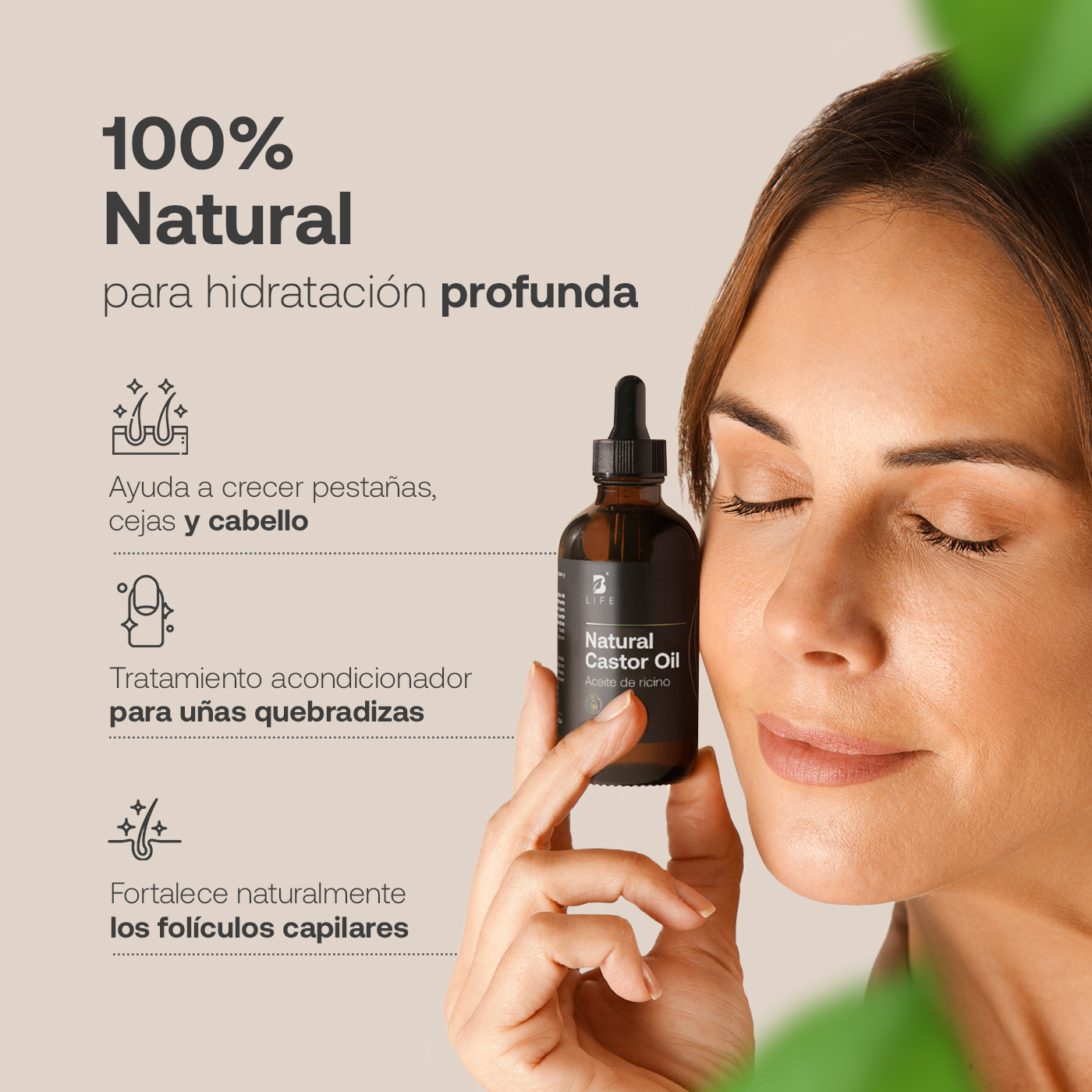 Foto 4 pulgar | Aceite De Ricino Natural De 120 Ml Para Pestañas, Cejas Y Cabello. Natural Castor Oil B Life.