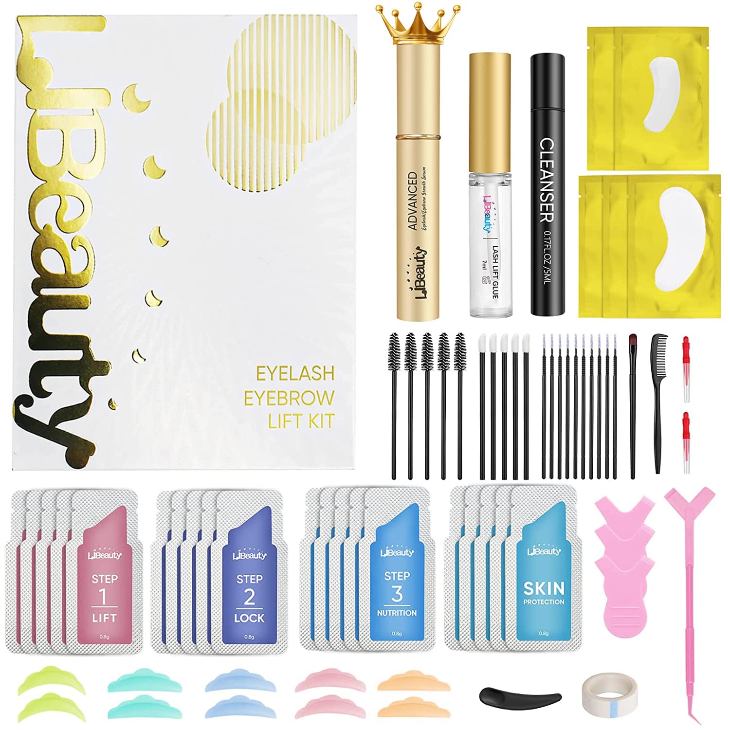 Kit De Estiramiento De Pestañas Y Laminación De Cejas Libeauty Con Sérum De Crecimiento - Venta Internacional.