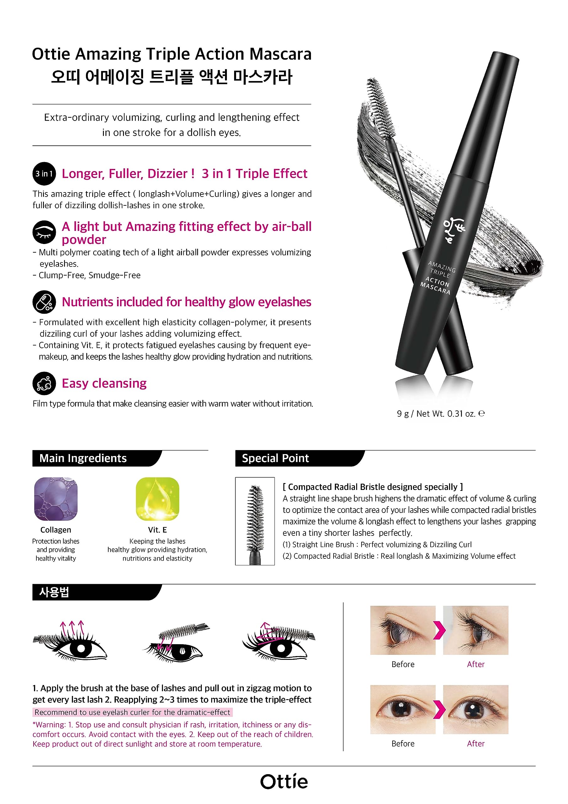 Foto 4 pulgar | Máscara Ottie Amazing Triple Action 9 G - Venta Internacional.