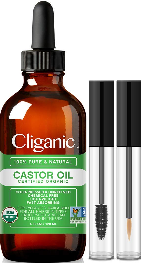 Aceite De Ricino Cliganic 100% Orgánico Con Kit De Pestañas De 120 Ml - Venta Internacional.