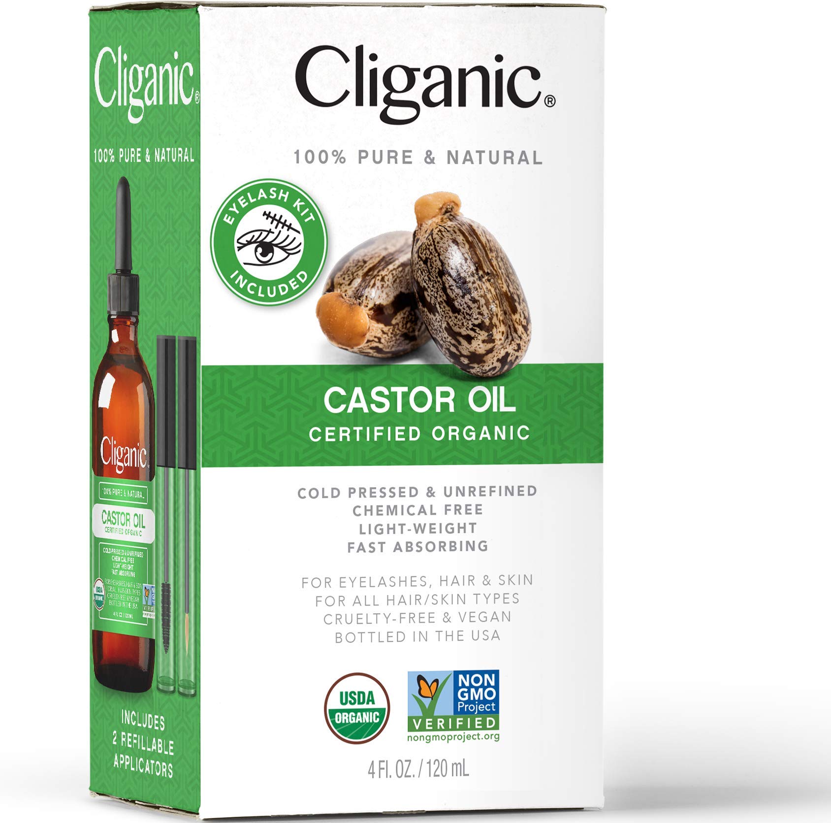 Foto 8 pulgar | Aceite De Ricino Cliganic 100% Orgánico Con Kit De Pestañas De 120 Ml - Venta Internacional.