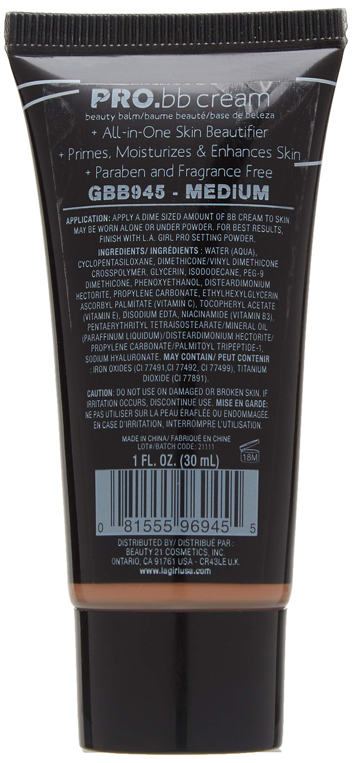 Foto 3 pulgar | Bálsamo De Belleza Bb Cream L.a. Girl Pro Hd, Tamaño Mediano, 30 Ml - Venta Internacional.