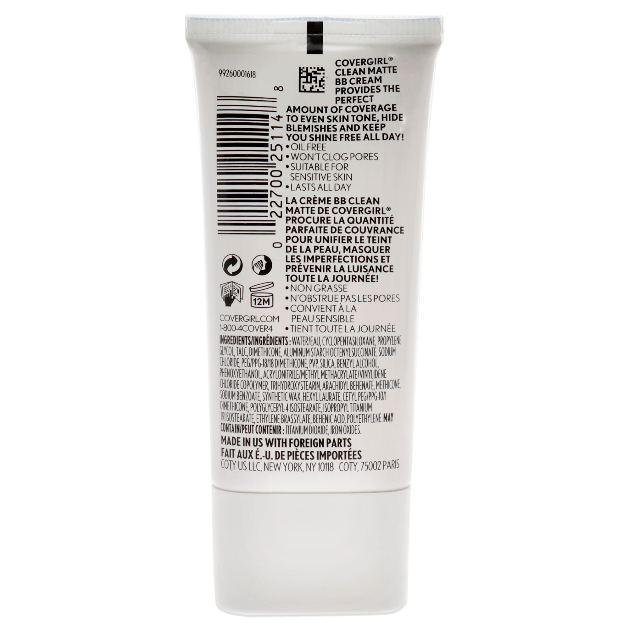 Foto 3 pulgar | Crema Bb Covergirl Clean Mate, Sin Aceite, De Larga Duración, 30 Ml - Venta Internacional.